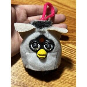 Furby Racoon Key Chain McDonald's Happy Meal Soft Toy Grey Black 2000s